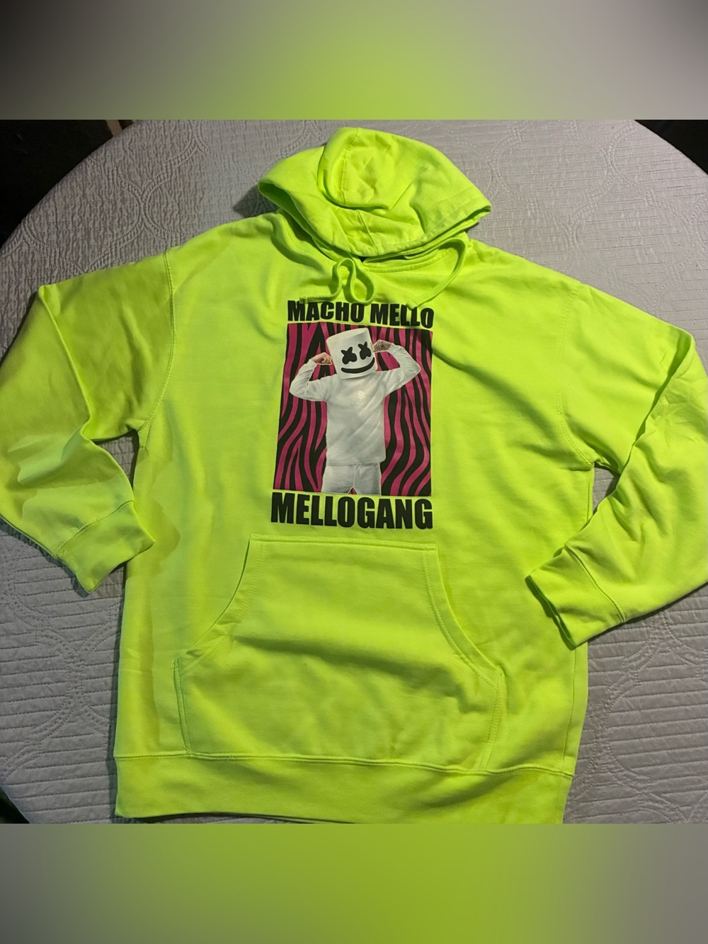 & Other Stories Neon Yellow "Mellogang" Graphic Hoodie
